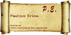 Paulics Erina névjegykártya
